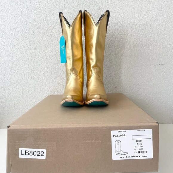 Lane EMMA JANE Womens Cowboy Boots 6.5 Gold Western Cowgirl Mid Calf Tall Boot - Picture 10 of 11